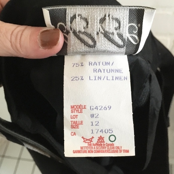 Vintage Y2K Maxi Column Skirt Rayon/Linen Front&Back slit Lined Black Country 12 - Picture 8 of 12